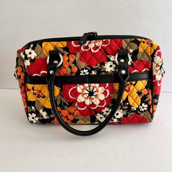 Vera Bradley Mini Loft Duffel Bittersweet Quilted Zip Pockets Floral Lined - Picture 14 of 16